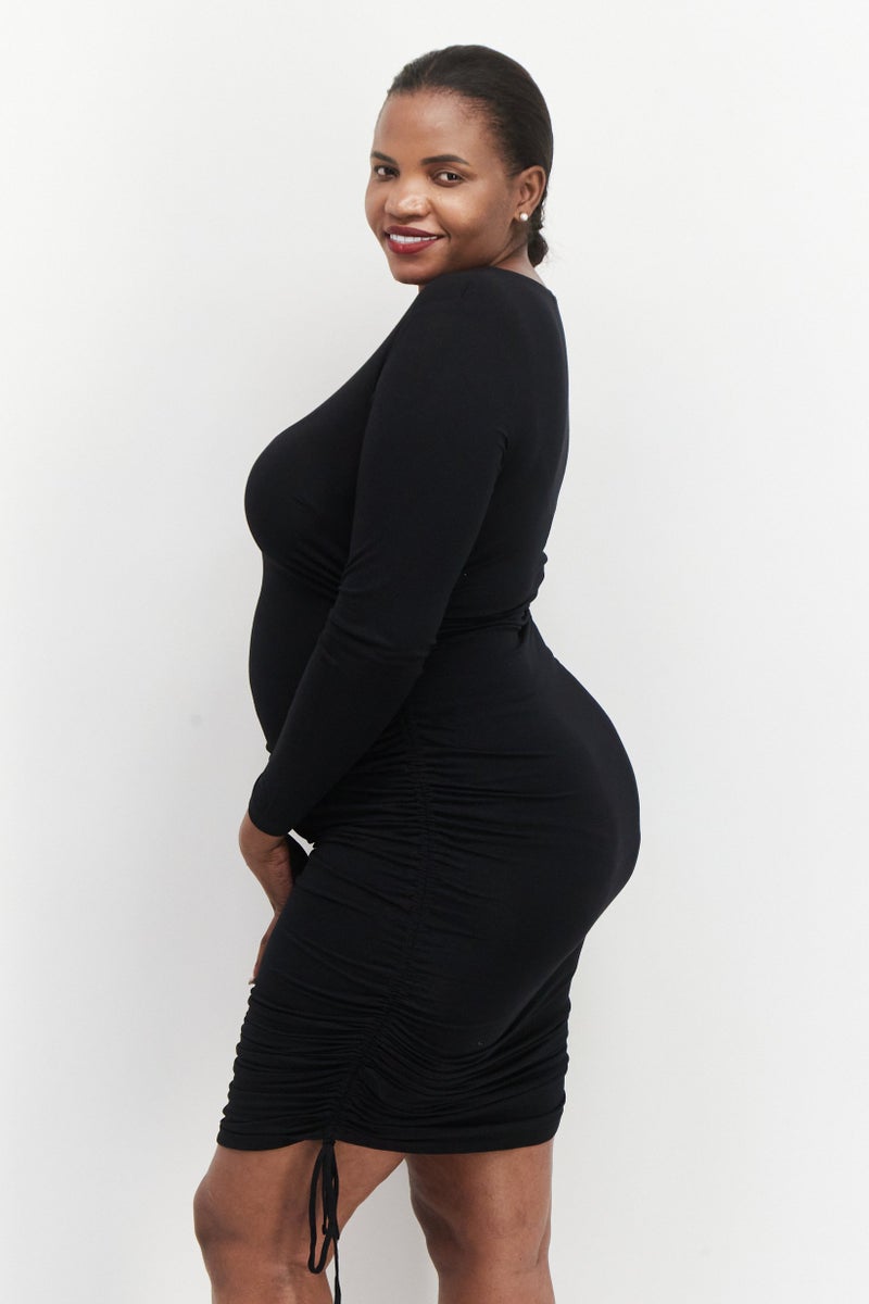 Black Tape Women Plus Size Crew Neck Mini Dress, Black - Image 4