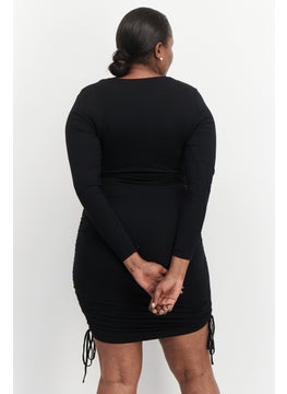 Black Tape Women Plus Size Crew Neck Mini Dress, Black  - Image 3