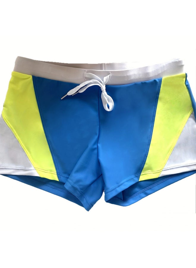 Loquat 2024 Color Matching Lace Men's Swimming Shorts Boxer Anti-exposure-Color:Sky Blue- - Image 3