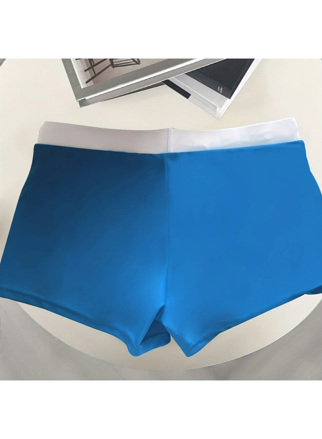 Loquat 2024 Color Matching Lace Men's Swimming Shorts Boxer Anti-exposure-Color:Sky Blue- - Image 4