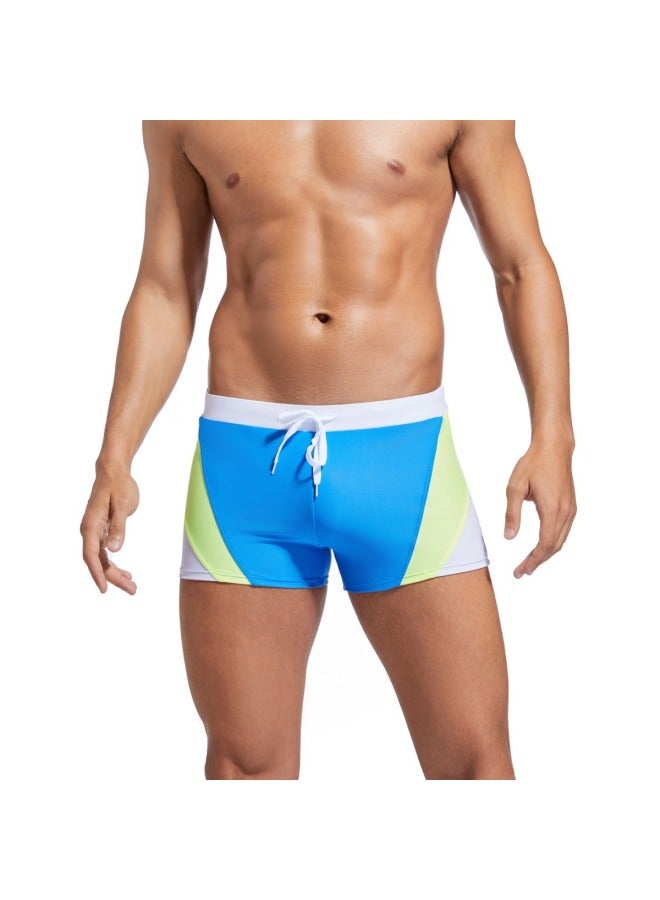 Loquat 2024 Color Matching Lace Men's Swimming Shorts Boxer Anti-exposure-Color:Sky Blue- - Image 1