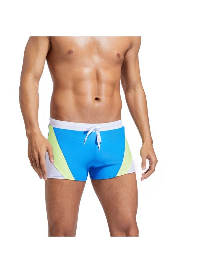 Loquat 2024 Color Matching Lace Men's Swimming Shorts Boxer Anti-exposure-Color:Sky Blue- - Image 2