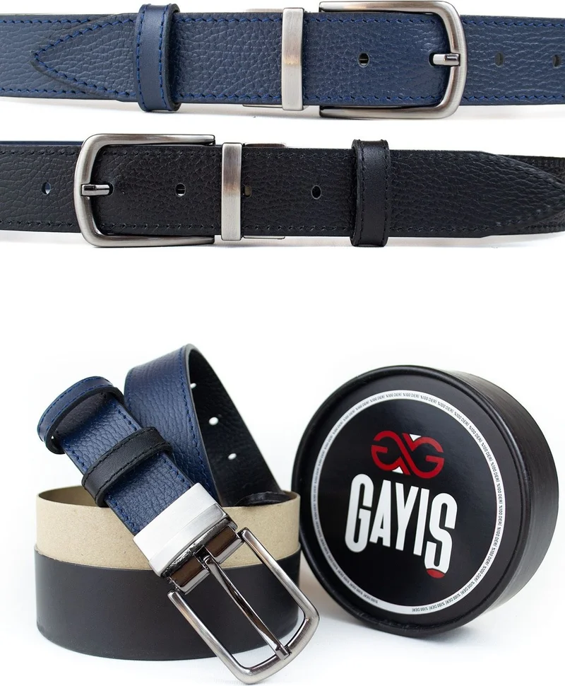Gayış Double-Sided Rotating Buckle Genuine Leather 3.5cm Classic Men's Belt