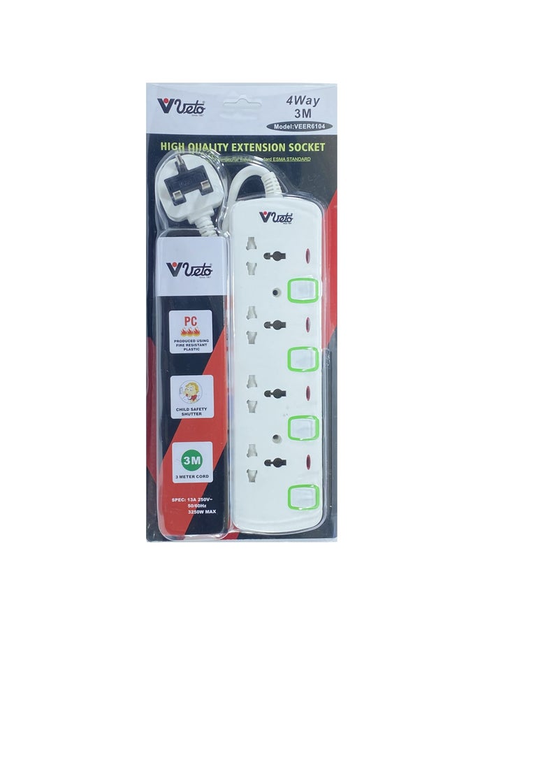 Veto Universal Extension board 4Way with 3MTR Cable - Image 3