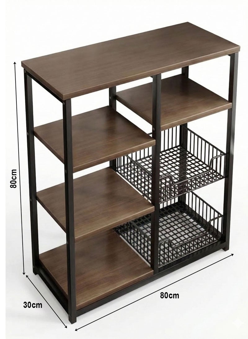 إيه جي دي رف تخزين المطبخ متعدد الوظائف والطبقات مطور لتخزين الأغراض المختلفة إطار معدني مع حامل فرن الميكروويف - Image 4