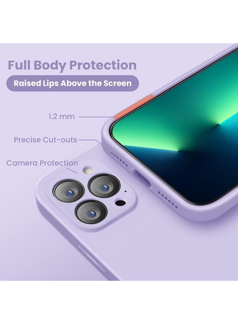 رفع القضية متوافق مع حافظة iPhone 13 Pro مقاس 6.1 بوصة، سيليكون سائل ممتاز [حماية الكاميرا] [بطانة ناعمة من الألياف الدقيقة المضادة للخدش] غطاء هاتف نحيف واقٍ مقاوم للصدمات لهاتف iPhone 13 Pro، أرجواني - Image 2