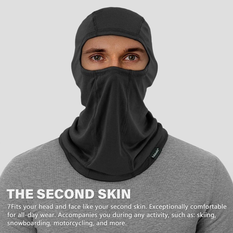 Fullsheild Merino Wool Balaclava Winter Ski Mask for Men & Women Breathable Balaclava Face Mask Cold Weather Gear for Snowboarding Skiing Black - Image 2