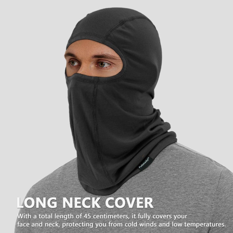 Fullsheild Merino Wool Balaclava Winter Ski Mask for Men & Women Breathable Balaclava Face Mask Cold Weather Gear for Snowboarding Skiing Black - Image 3