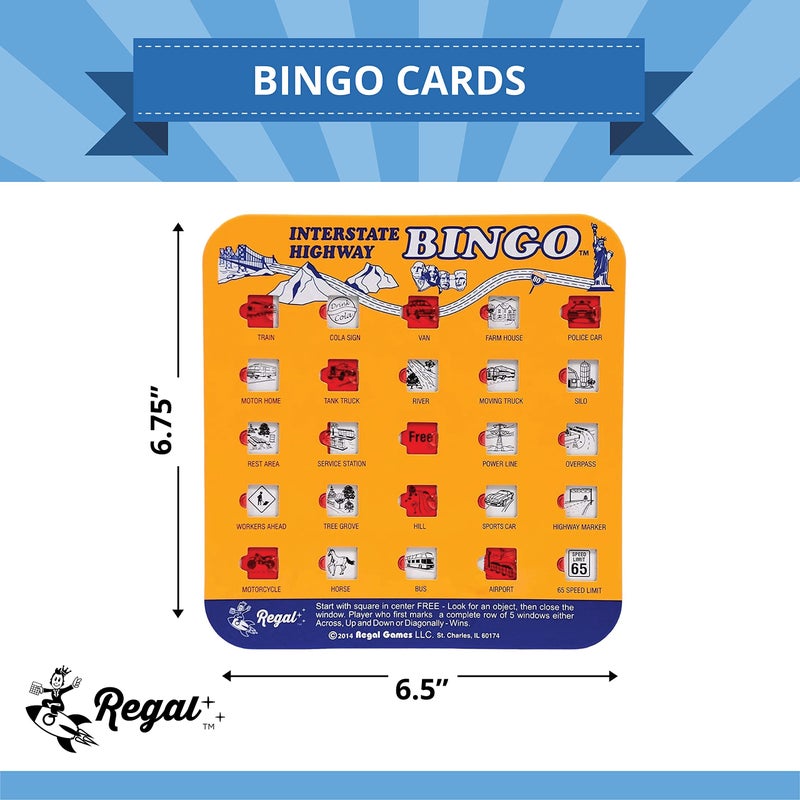 Regal Games Finger-Tip Shutter Bingo Cards with Sliding Windows - Interstate Bingo & Auto Bingo Game - Assorted Colors Travel Bingo Game Set Kids - Reusable, No Chips & Daubers Needed - 4 Packs - Image 5