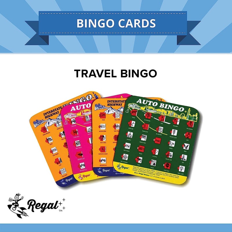 Regal Games Finger-Tip Shutter Bingo Cards with Sliding Windows - Interstate Bingo & Auto Bingo Game - Assorted Colors Travel Bingo Game Set Kids - Reusable, No Chips & Daubers Needed - 4 Packs - Image 2