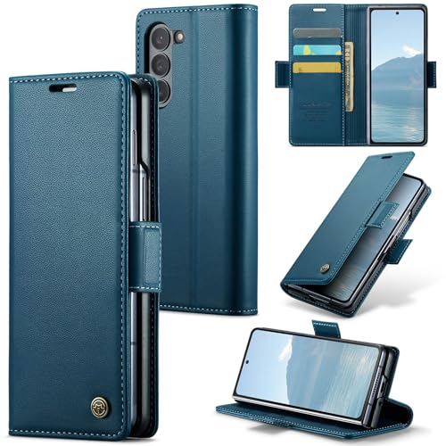 Rerzoiro for Samsung Galaxy Z Fold 6 Case, Premium PU Leather Wallet Case Flip Cover with [RFID Blocking][Card Holder][Stand Function] Shockproof Protective for Samsung Galaxy Z Fold 6, Blue - Image 1