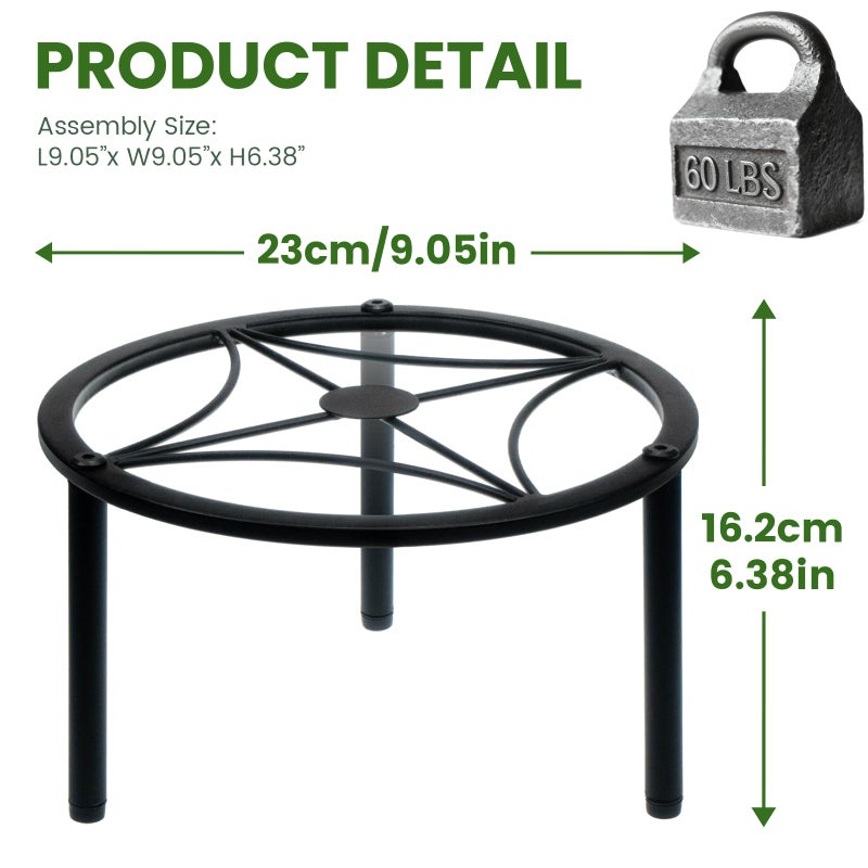 TOSKING Heavy Duty Metal Plant Stand - 9.1-inch Round Tray with Geometric Pattern, Adjustable Leveling Feet & Rust-Resistant Finish for Indoor/Outdoor Use - Image 3