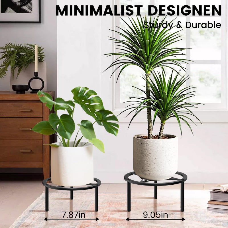 TOSKING Heavy Duty Metal Plant Stand - 9.1-inch Round Tray with Geometric Pattern, Adjustable Leveling Feet & Rust-Resistant Finish for Indoor/Outdoor Use - Image 5