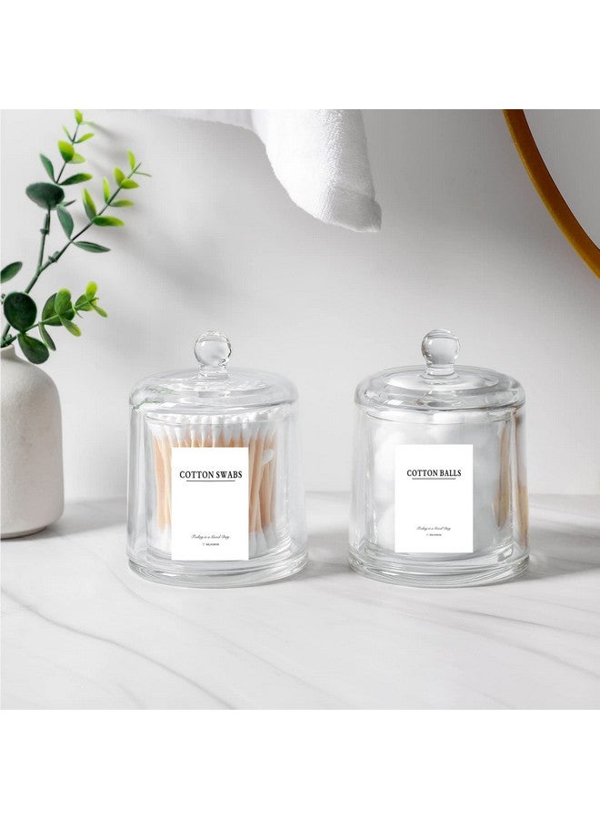 rejomiik حامل أعواد القطن من ريجومييك - عبوتان من زجاج سميك مع غطاء لملحقات الحمام ومنظمات الزينة وتخزين المكياج للكرات القطنية، الأعواد، إسفنجات المكياج، الحلوى، المجوهرات، شفاف - Image 4