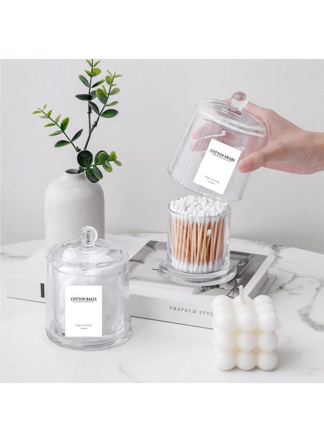 rejomiik حامل أعواد القطن من ريجومييك - عبوتان من زجاج سميك مع غطاء لملحقات الحمام ومنظمات الزينة وتخزين المكياج للكرات القطنية، الأعواد، إسفنجات المكياج، الحلوى، المجوهرات، شفاف - Image 2