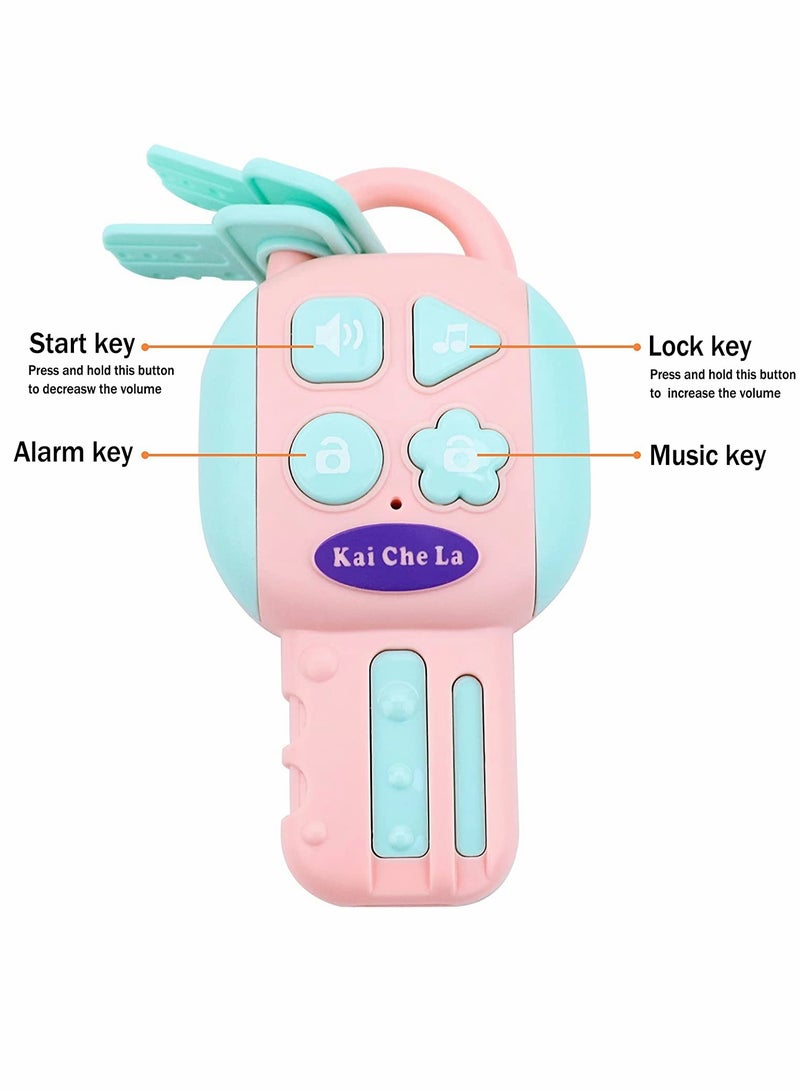 KASTWAVE Musical Toys, Kids Steering Wheel for Backseat with Car Key Pretend Driving Simulated Driving Steering Wheel Toy with Light and Music Gifts, for Kids, Pink - Image 4