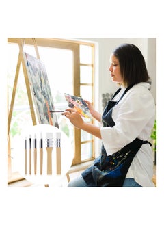 KASTWAVE Wooden Paint Brush Set, 6 Pieces Paintbrushes for Painting Brushes Kit, Artist Paintbrushes for Oil Watercolor Canvas, Boards Rock Body Face Nail Art, DIY Arts Crafts Supplies  - Image 1