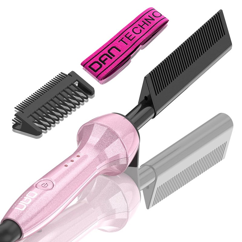 DAN Technology Dan 500â„‰ hot Comb,Hot Comb for Black Hair, Electric HotComb,hot Comb Straightener for Wigs,Dual Voltage Pressing Comb, Temperatures Adjustable,60 Min Auto Shut Off, (Pink) - Image 1