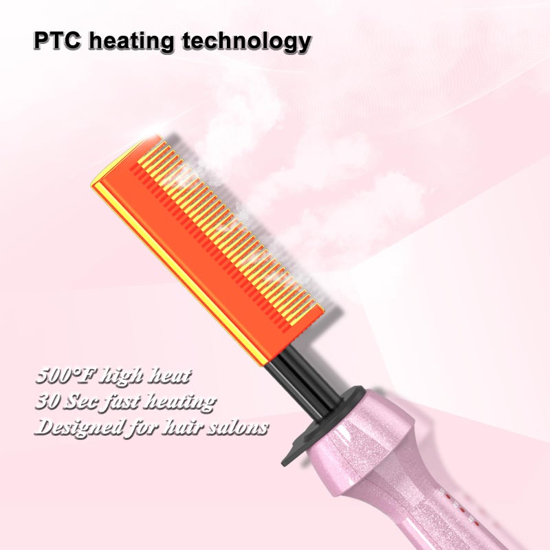 DAN Technology Dan 500â„‰ hot Comb,Hot Comb for Black Hair, Electric HotComb,hot Comb Straightener for Wigs,Dual Voltage Pressing Comb, Temperatures Adjustable,60 Min Auto Shut Off, (Pink) - Image 3