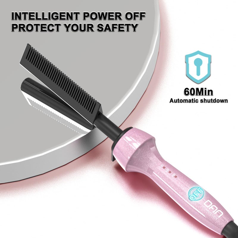 DAN Technology Dan 500â„‰ hot Comb,Hot Comb for Black Hair, Electric HotComb,hot Comb Straightener for Wigs,Dual Voltage Pressing Comb, Temperatures Adjustable,60 Min Auto Shut Off, (Pink) - Image 5