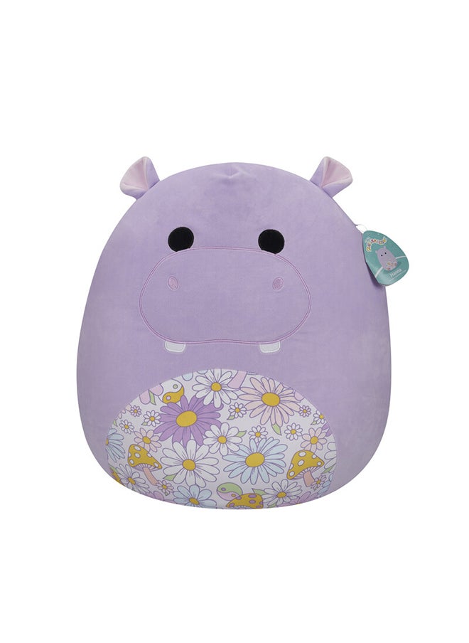 Squishmallows Large Plush 14 inch Hanna Purple Hippo with Floral Belly Officially Licensed Kellytoy Plush Toy Colorful Soft Gift for Kids Girls & Boys Washable Squishy Stuff Toy Multicolor All Age  - Image 1