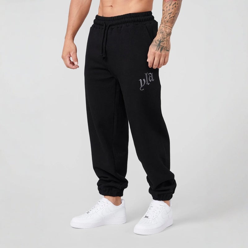 YOUNGLA New Mens Sports Pants Heavy-weight Trousers with Trousers and Embroidery Trousers for Joggers Sports Fitness Leg Pants Grey - Image 3