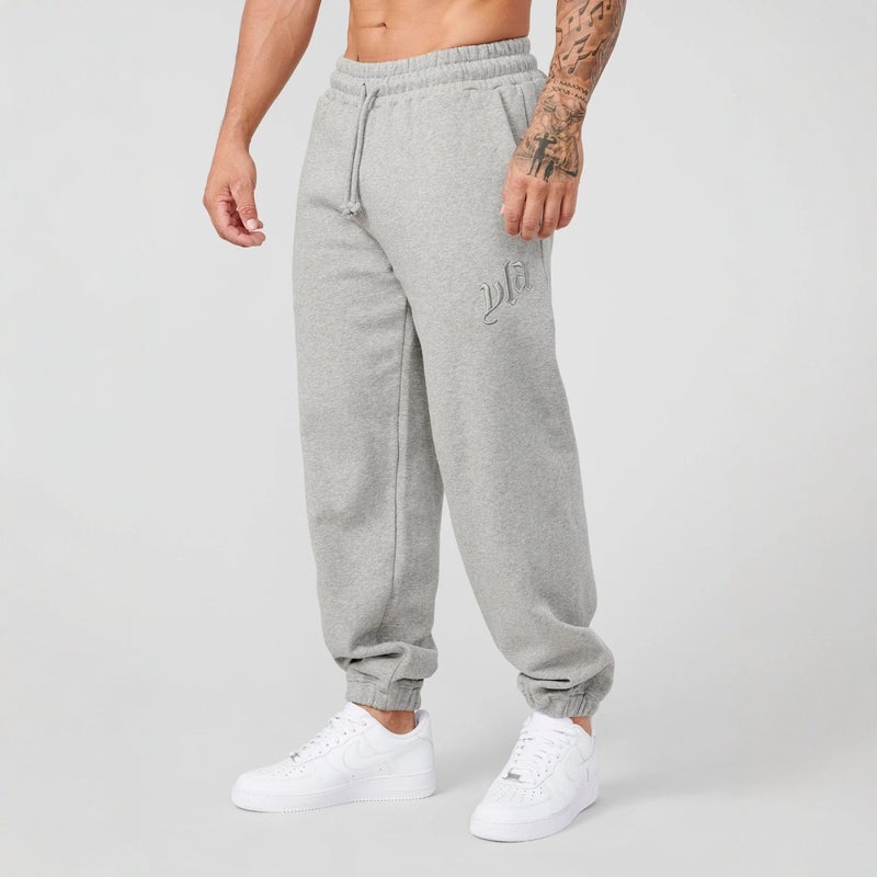 YOUNGLA New Mens Sports Pants Heavy-weight Trousers with Trousers and Embroidery Trousers for Joggers Sports Fitness Leg Pants Grey - Image 1