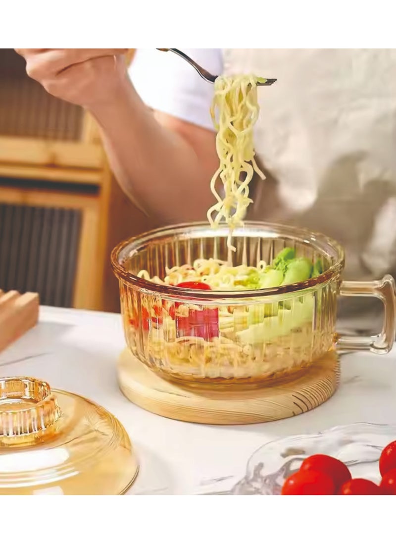Home Box - Soup Bowl and Glass Mugs with Lid and Small Handle700 ml Mixing Cereal Oatmeal Microwave Safe Kitchen Accessories Liquid Milk Cups for Breakfast Coffee Ice Cream Snacks Salad Yogurt11.9X15CM - Image 1