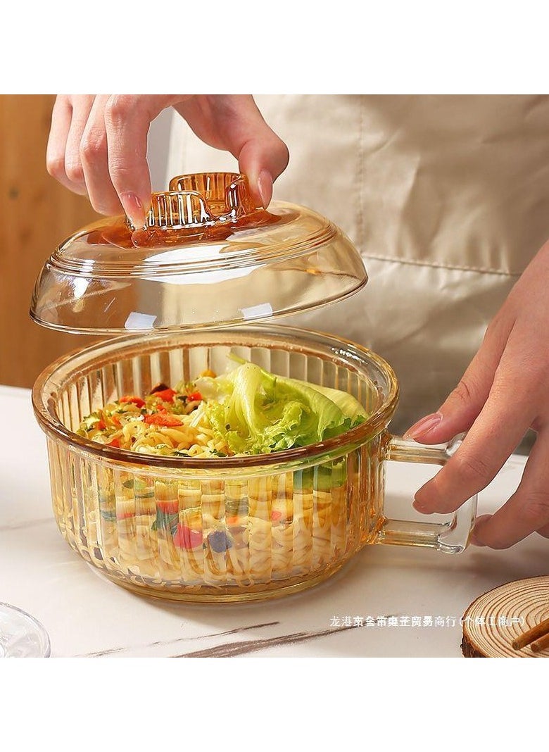 Home Box - Soup Bowl and Glass Mugs with Lid and Small Handle700 ml Mixing Cereal Oatmeal Microwave Safe Kitchen Accessories Liquid Milk Cups for Breakfast Coffee Ice Cream Snacks Salad Yogurt11.9X15CM - Image 1