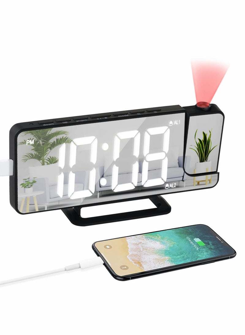 Captaintech Projection Alarm Clock LED Digital Alarm Clock Mirror Alarm Clock - Image 1