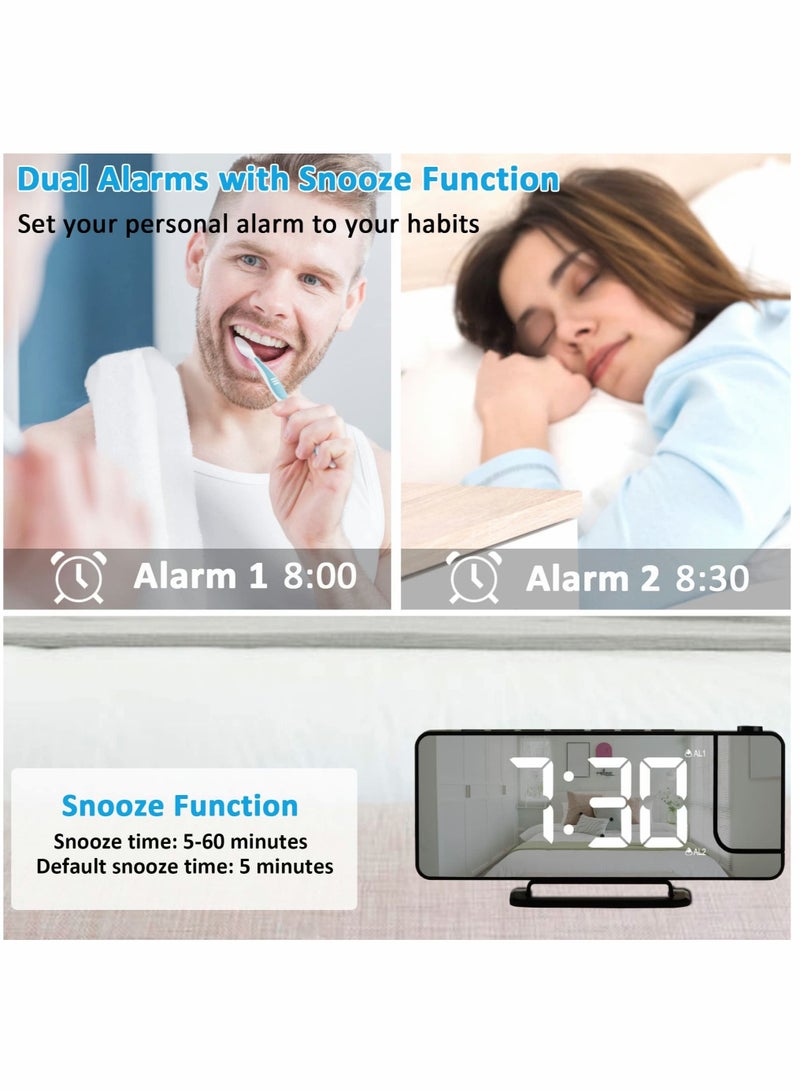 Captaintech Projection Alarm Clock LED Digital Alarm Clock Mirror Alarm Clock - Image 5