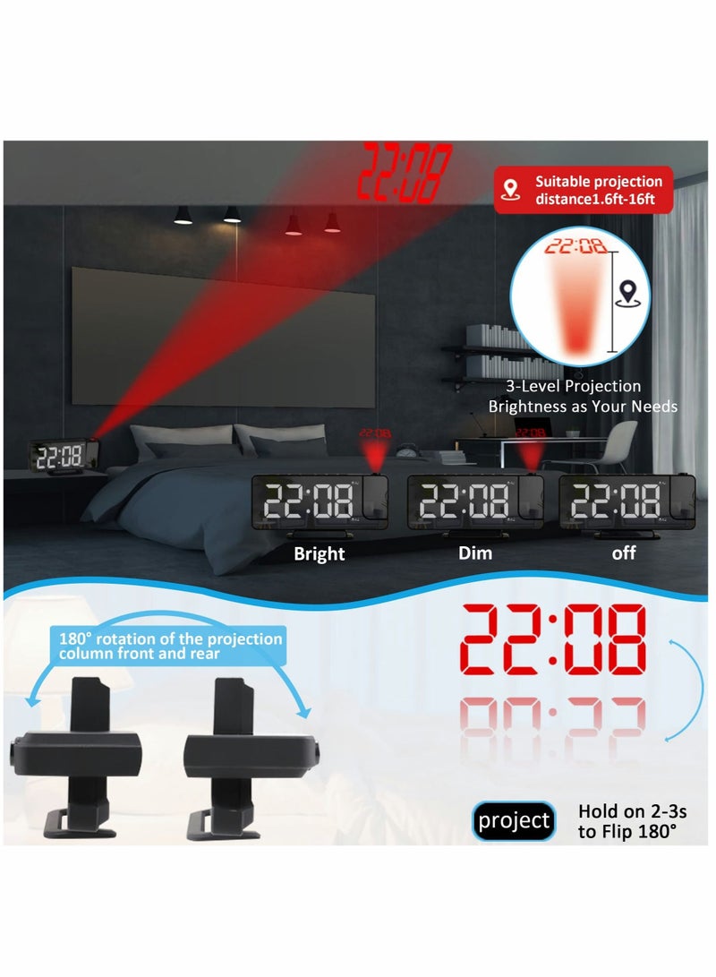 Captaintech Projection Alarm Clock LED Digital Alarm Clock Mirror Alarm Clock - Image 2