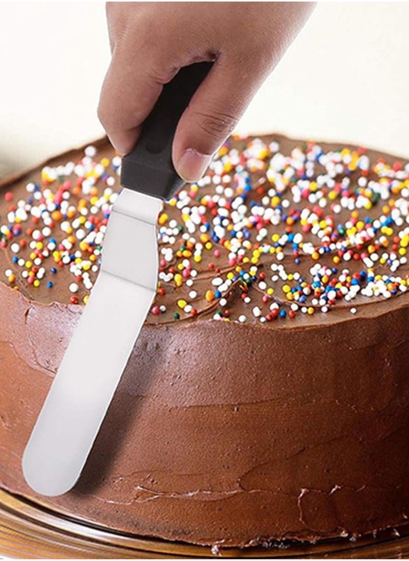 Generic Spatula knife for spreading cream and making sweets, made of stainless steel, with a black handle  - Image 1