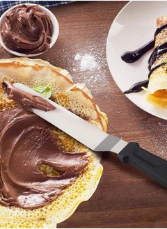 Generic Spatula knife for spreading cream and making sweets, made of stainless steel, with a black handle  - Image 2