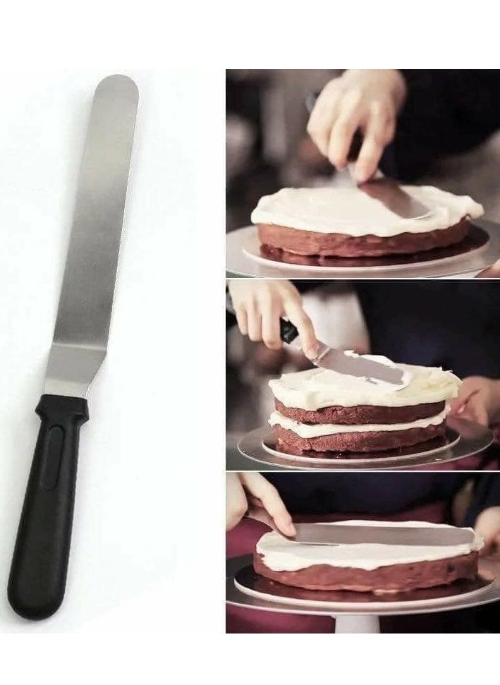 Generic Spatula knife for spreading cream and making sweets, made of stainless steel, with a black handle  - Image 3