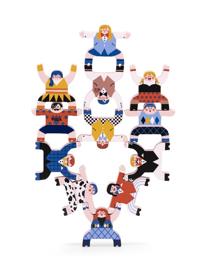 Viga Circus Stacking Game for Kids Age 3+ | Wooden Educational Balancing and Sorting Toy with Circus Figures - Image 2