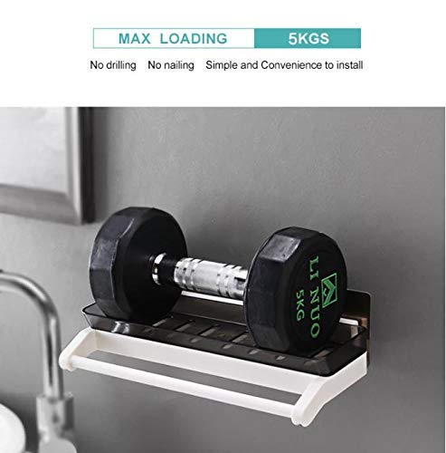 SEMITO Self Adhesive Bathroom and Kitchen Storage Rack with Towel Bar for Shampoo Cosmatics Towel Napkin ABS Plastic Material Heavy Duty Multi Colour Pack of 1 (Storage Rack with ABS Towel Bar) - Image 3