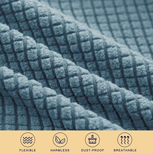DyFun Chair Seat Covers Jacquard Removable Washable Chair Seat Slipcovers Anti-Dust Stretch Spandex Seater Cover Dining Room Upholstered Chair Protector(2 pcs, Jacquard Smoky Blue) - Image 4