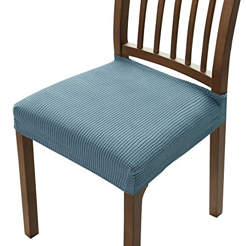 DyFun Chair Seat Covers Jacquard Removable Washable Chair Seat Slipcovers Anti-Dust Stretch Spandex Seater Cover Dining Room Upholstered Chair Protector(2 pcs, Jacquard Smoky Blue) - Image 1
