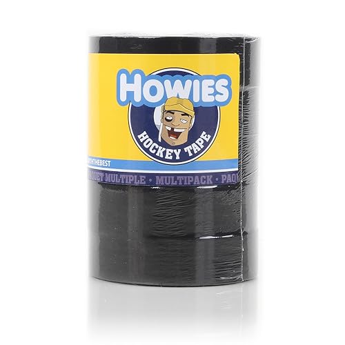 Howies هاويز هوكي - شريط هوكي أسود 5 عبوات - شريط قماش - قبضة قوية، لاصق طويل الأمد لشفرات العصا، لاكروس، بيسبول - 1 بوصة × 20 ياردة - جودة احترافية لجميع الرياضات - Image 1