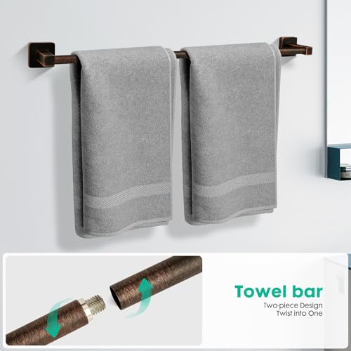 Ntipox 5 Piece Antique Bathroom Hardware Accessories Set Oil Rubbed Bronze24 Inch Towel Bar SetTowel Rack SetBathroom Towel Holder Set - Image 3