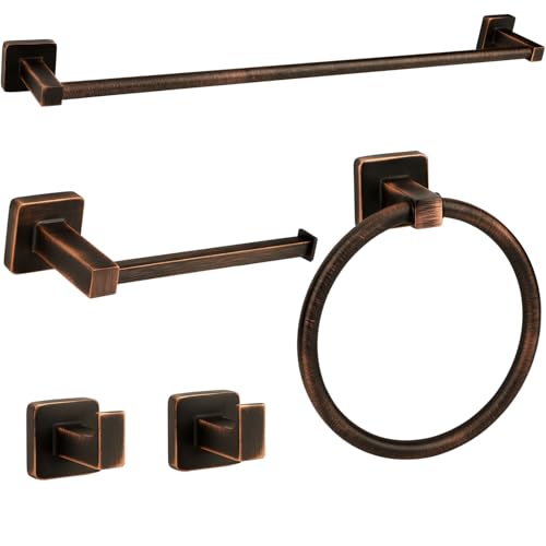 Ntipox 5 Piece Antique Bathroom Hardware Accessories Set Oil Rubbed Bronze24 Inch Towel Bar SetTowel Rack SetBathroom Towel Holder Set - Image 1