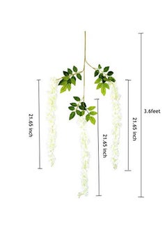 Home Buy 12 Pack Artificial Wisteria Vine Ratta Fake Wisteria Hanging Garland Silk Long Hanging Bush Flowers String Home Party Wedding Decor (White)  - Image 3