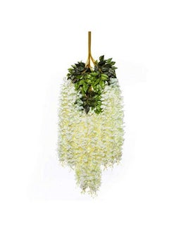 Home Buy 12 Pack Artificial Wisteria Vine Ratta Fake Wisteria Hanging Garland Silk Long Hanging Bush Flowers String Home Party Wedding Decor (White)  - Image 2