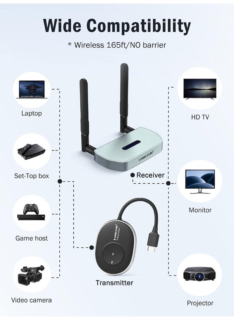 Lemorele Wireless HDMI Transmitter and Receiver,164FT/50M 1080P Wireless Extender Support 8 TXs to 1RX for Streaming Audio and Video from PC, Laptop to HDTV, Projector (TX-HDMI TYPE) - Image 2