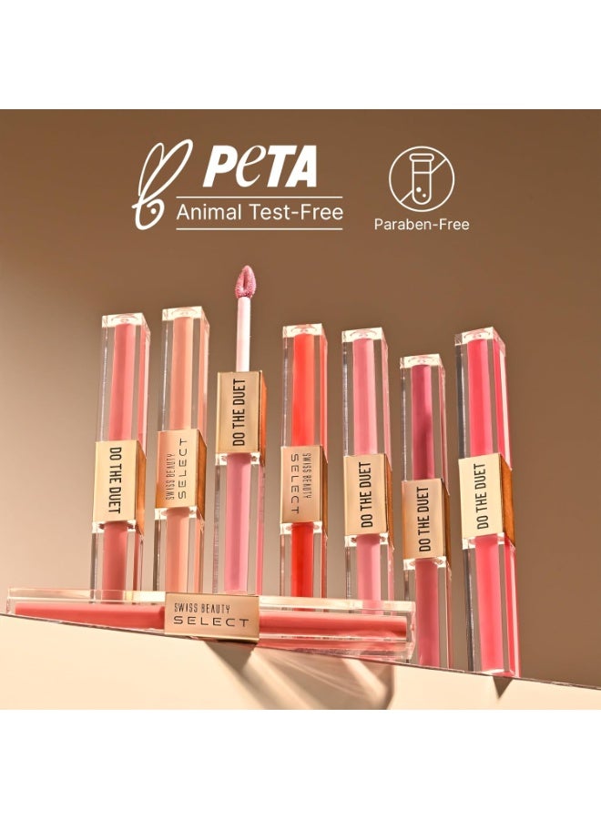 Swiss Beauty Select Do The Duet Lipstick | Matte Liquid Lipstick + Tinted Gloss | Infused with Vitamin E and Jojoba Oil | Shade-French Rose, 3ml | - Image 5
