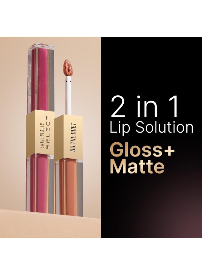 Swiss Beauty Select Do The Duet Lipstick | Matte Liquid Lipstick + Tinted Gloss | Infused with Vitamin E and Jojoba Oil | Shade-French Rose, 3ml | - Image 3