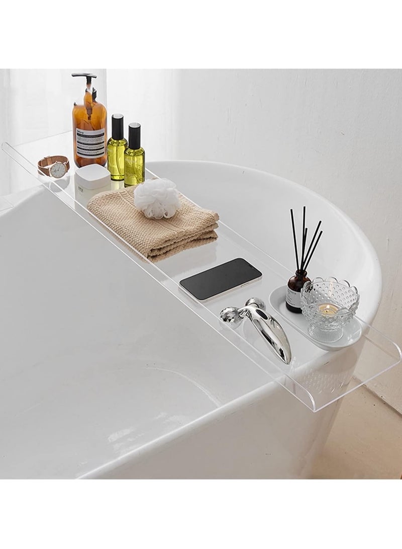 TPGP Acrylic Bathtub Caddy Tray - Rectangular Clear Acrylic Serving Tray, Modern Minimalist Organizer for Bedside, Bathroom, Cosmetics, Jewelry, Toiletries Storage Countertop - Image 1