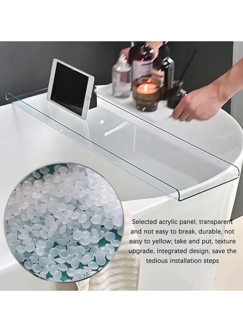 TPGP Acrylic Bathtub Caddy Tray - Rectangular Clear Acrylic Serving Tray, Modern Minimalist Organizer for Bedside, Bathroom, Cosmetics, Jewelry, Toiletries Storage Countertop - Image 4