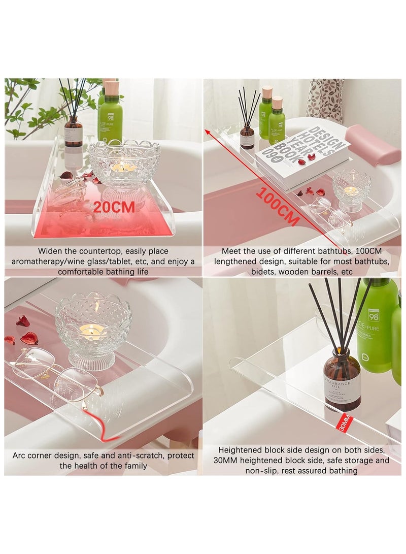 TPGP Acrylic Bathtub Caddy Tray - Rectangular Clear Acrylic Serving Tray, Modern Minimalist Organizer for Bedside, Bathroom, Cosmetics, Jewelry, Toiletries Storage Countertop - Image 5